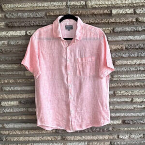 Zingara Pink 100% Linen Short Sleeve Blouse Size Medium
